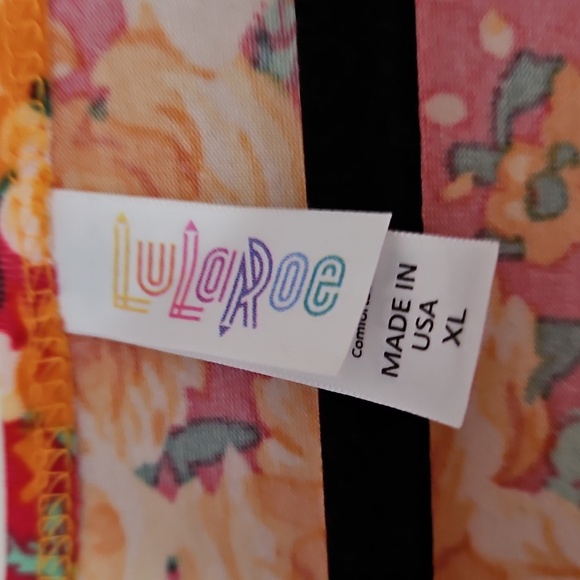 LuLaRoe Floral Orange & Red Top, Short Sleeve, Stretch, Sz XL - Picture 3 of 6